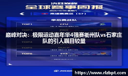 巅峰对决：极限运动嘉年华4强赛衢州队vs石家庄队的引人瞩目较量